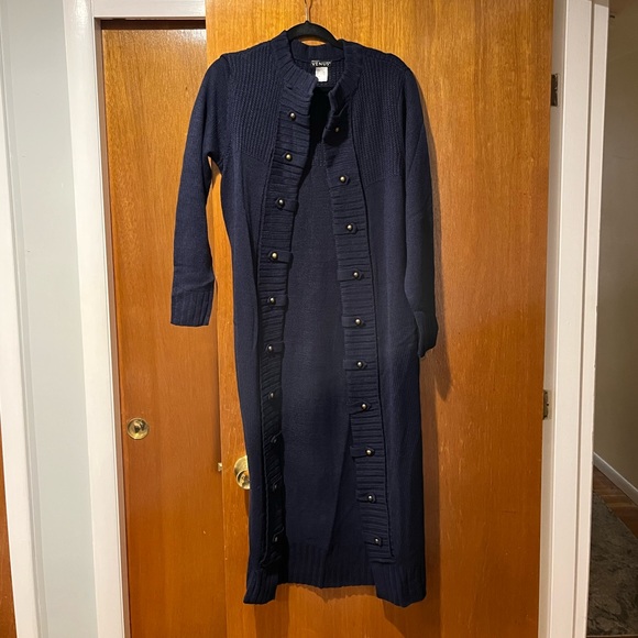 Tab button detail duster - navy blue - Picture 8 of 8